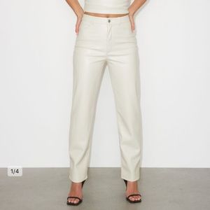 Gisele White Faux Leather Pants
